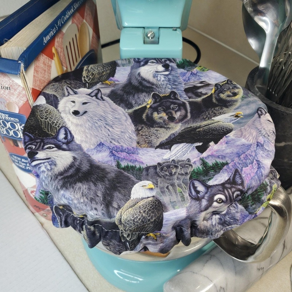Wild Wolves Eagle / Blue‎ Reversible KitchenAid Mixer Mixing Bowl Cover Decor